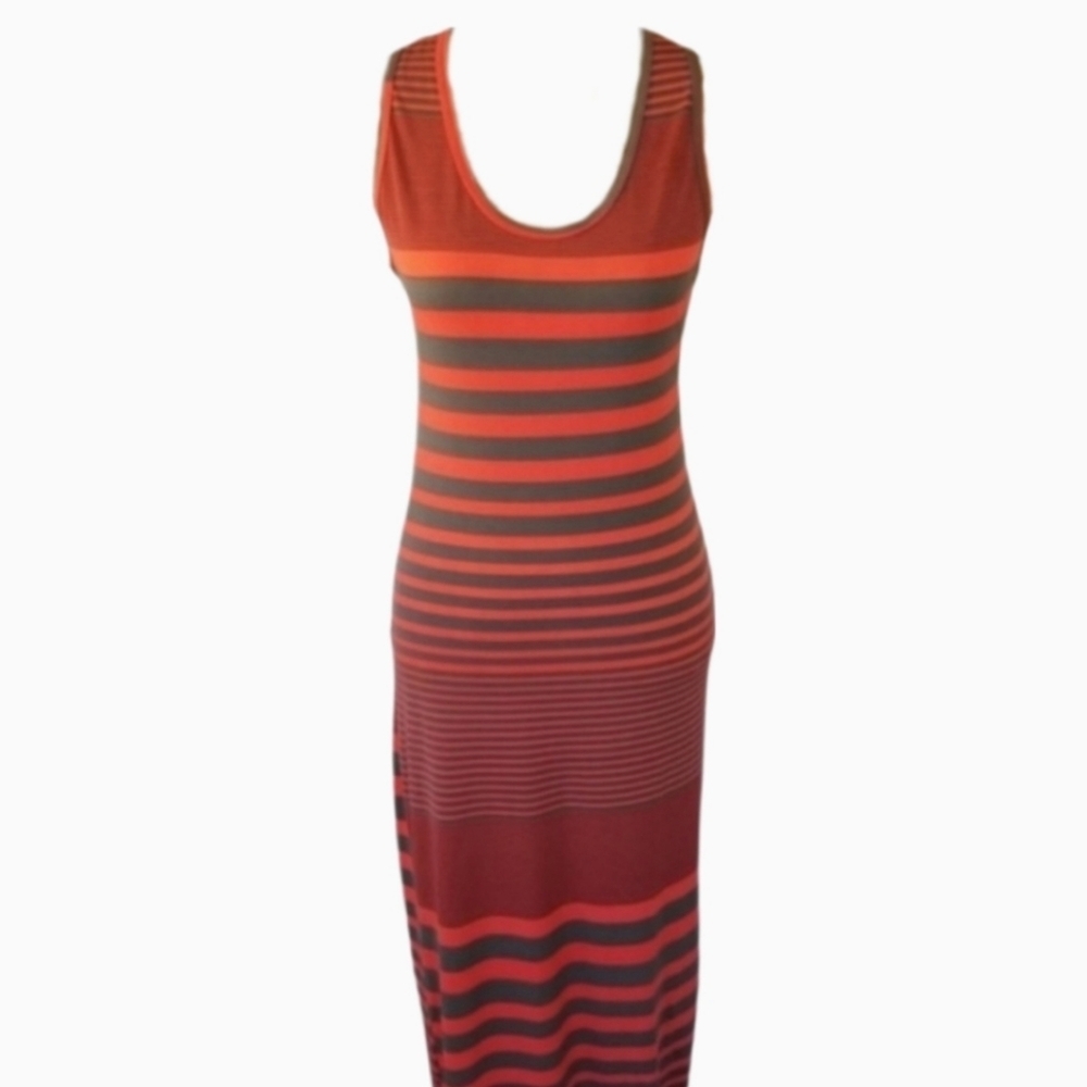 Vintage Stripe Peach Pink Racerback Maxi Dress
